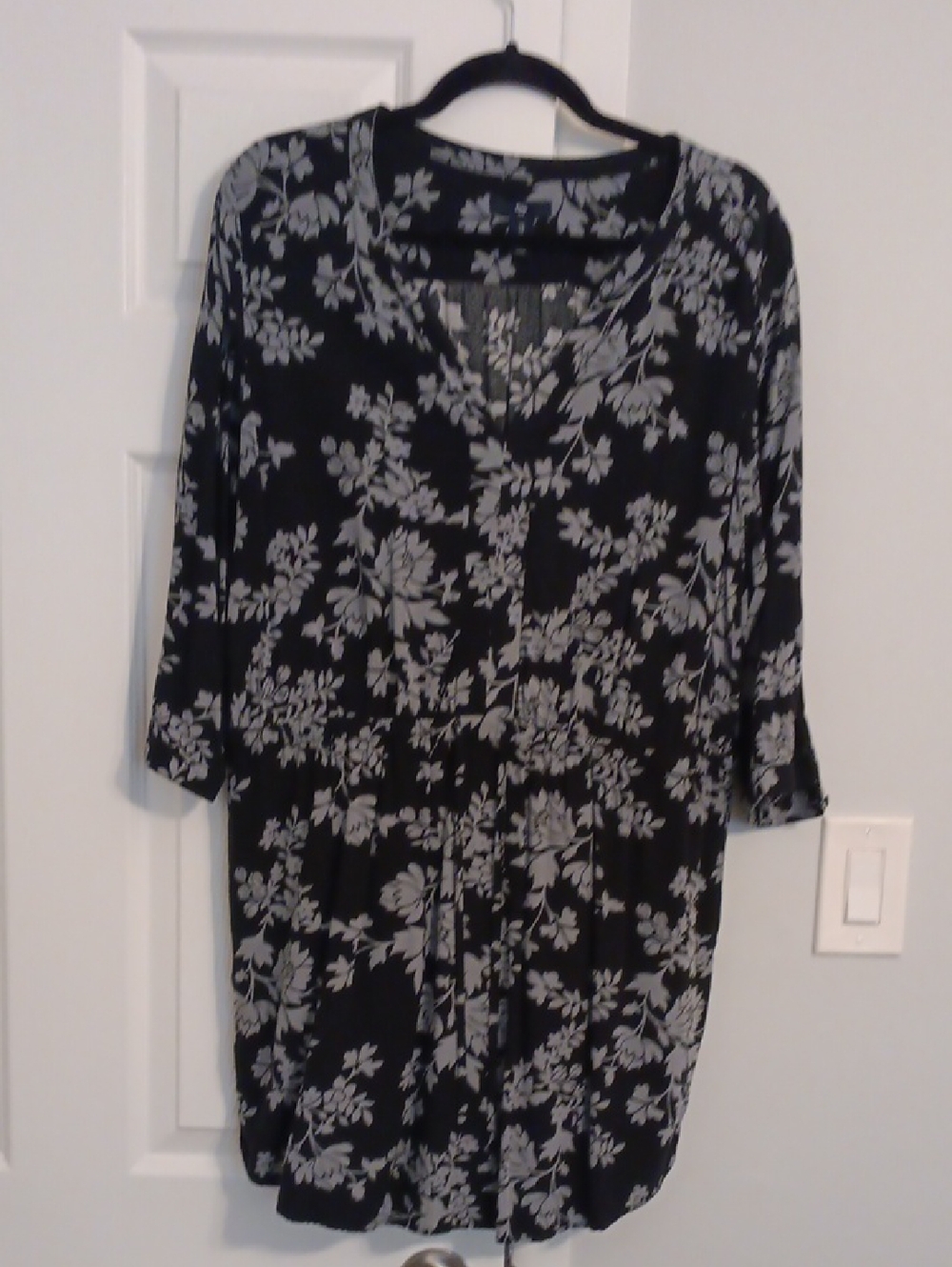 GAP Navy Dress with Light Gray Floral Print